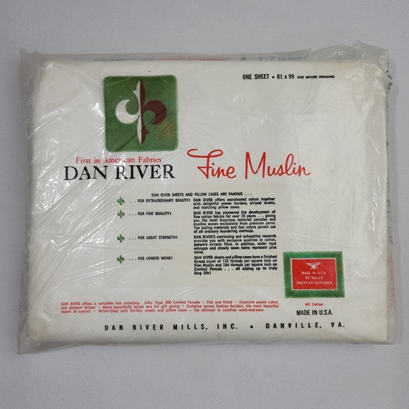 Vtg Dan River Fine Muslin All Cotton Sheet 81x99 - Picture 3 of 13